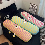Modern Striped Cartoon Long Body Pillow for Adults, Knit Fabric Acrylic Cover, Washable Polyester Fiber Filling, Multipurpose All-Season Bed Rest Pillow with Zipper Closure - No Electricity or Battery Needed