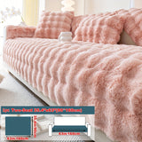 Modern Plush Faux Fur Sofa Cover, Winter Thick Warm Pet-Friendly Non-Slip Couch Protector for Armchair to 4-Seater Sofas, Machine Washable Soft Furniture Slipcover for Home and Office Decor - Polyester