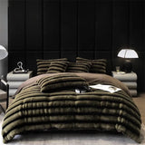 High-end fur fleece Class A milk fleece four-piece winter thickened rabbit hair coral fleece bed linen set