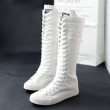 Yuanbu Korean Style High-Top Women's Casual Canvas Shoes Zipper Frye Boot Stage Performance Boots Women's  Wish