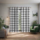 elvesmall 1Panel Buffalo Checkered Curtains Farmhouse Country Room Darkening Gingham Plaid Grommet Blackout Window Curtain Panels