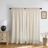 elvesmall Beige European Flax Linen Curtains Soft Thick Back Tab Light Filtering Drapes for Bedroom (2 Panels))