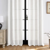 elvesmall Beige European Flax Linen Curtains Soft Thick Back Tab Light Filtering Drapes for Bedroom (2 Panels))