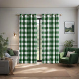 elvesmall 1Panel Buffalo Checkered Curtains Farmhouse Country Room Darkening Gingham Plaid Grommet Blackout Window Curtain Panels