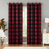 elvesmall 1Panel Buffalo Checkered Curtains Farmhouse Country Room Darkening Gingham Plaid Grommet Blackout Window Curtain Panels