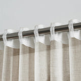 elvesmall Beige European Flax Linen Curtains Soft Thick Back Tab Light Filtering Drapes for Bedroom (2 Panels))