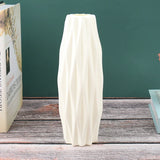 elvesmall 1PC Diamond Pattern Plastic Smooth Vase White Imitation Ceramic Flower Pot Thick and Durable for Living Room Bedroom Home Decora