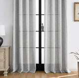 elvesmall Beige European Flax Linen Curtains Soft Thick Back Tab Light Filtering Drapes for Bedroom (2 Panels))
