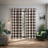 elvesmall 1Panel Buffalo Checkered Curtains Farmhouse Country Room Darkening Gingham Plaid Grommet Blackout Window Curtain Panels