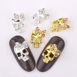 elvesmall 10 Pcs Gold silver Skull 3D Nail Art Decorations,Alloy Halloween Nail Charms Jewelry for Nail Polish Tools QB082-083