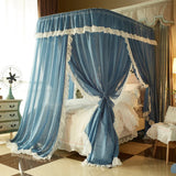 elvesmall Luxury Retro Nostalgia Linen Bed Valance U Shape Rail Mosquito Net Suitable For 1.5M 1.8M 2M Double Bed Bedroom Decoration