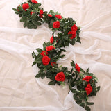 elvesmall Silk Artificial Rose Vine Hanging Flowers for Wall Christmas Rattan Fake Plants Leaves Garland Romantic Wedding Home Decoration