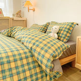 elvesmall Nordic Duvet Cover and Bedsheet 220x240 Quilt Cover Fashion 150x200 Duvet Cover Fashion Luxury Bedding Set Soft Plaid Bed Linen