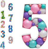 elvesmall Diy Balloons Numbers Mosaic Balloon Filling Box Mosaic Number Alphabet Frames Balloon Decoration Baby Party Anniversary Decor