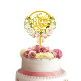 elvesmall Cake Card Insertion Spanish Flower Color Printing Golden Acrylic Birthday Party Cake Decoration