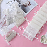 elvesmall 20pcs Baby Shower Packaging Petal Lace Jewelry Gift Bag Candy Dragee Drawstring Bag Wedding Gifts Bonbonniere Cookie Container