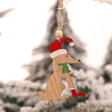elvesmall Car Ornaments Small Christmas Tree Hanging Wooden Pendants Elk Cartoon Animal Ornaments 2025 New Christmas Holiday Decorations