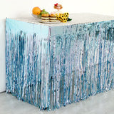 elvesmall 275x75 cm Hawaii Party Decoration Table Skirt Foil Fringe Metallic Tinsel Table Skirt For Wedding Birthday Party Decoration