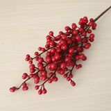 elvesmall 5 Fork Single Red Berry DIY Christmas Decorations For Home Wedding Party Decoration Artificial Flower Berry Fake Flower Branch