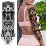 3D Large Flower Rose Temporary Tattoo For Women Men Black Fake Compass Warrior Tattoos Sticker Triangle Full Arm Sleeve Tatoos