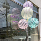 elvesmall 5pcs 18 Inch Pastel Candy Balloons Round Helium Clear Crystal Striped Bubble Balloons Baby Shower Birthday Party Wedding