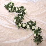 elvesmall Silk Artificial Rose Vine Hanging Flowers for Wall Christmas Rattan Fake Plants Leaves Garland Romantic Wedding Home Decoration