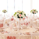 elvesmall  Cheap Artificial Flower Ball Plastic Green Mesh Base Silk Table Centerpieces For Wedding Decor Party Road Lead Flower Bouquets
