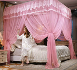 elvesmall Hot Sale Luxury Palace Mosquito Net Double  Princess Bed Curtain Household Three-door Mosquito Net Pattern Net Without Bracket