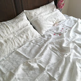 elvesmall Pure Organic Flax Linen Bedding Set, Including Duvet Cover and 2 Pillow Cover, Bed Linens, Button Or Zipper Quilt Cover King