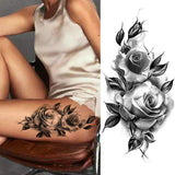 elvesmall Women's Fashion Flower Temporary Tattoos Sticker Fake Rose Feather TatooS Decal Waterproof Body Art Legs Arm Tatoos For Women