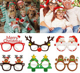 elvesmall 9pcs Christmas Glasses Santa Claus Snowman Snowflake Tree Elk Paper Glasses Party Photo Props Christmas Decoration For Home