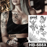 Waterproof Temporary Tattoo Sticker Old School Prajna Demon Knife Fake Tattoos Snake Rose Body Art Arm Fake Tatoo Women Men