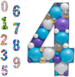 elvesmall Diy Balloons Numbers Mosaic Balloon Filling Box Mosaic Number Alphabet Frames Balloon Decoration Baby Party Anniversary Decor