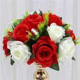 elvesmall  Cheap Artificial Flower Ball Plastic Green Mesh Base Silk Table Centerpieces For Wedding Decor Party Road Lead Flower Bouquets