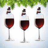 elvesmall 10PCS New Christmas Decorations Wine Glass Hats Card Champagne Red Wine Christmas Hat  Card Decoration Party Holiday Decorations