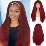 Synthetic Wigs Yaki Straight Headband Wigs for Women 28 inch Afro Kinky Straight Headband Wigs Ombre Heat Resistant