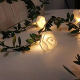 elvesmall 1.5/3/6M Rose LED Fairy String Lights Battery Powered Flower Garland For Wedding Valentine's Day Event Party Garland Decoration