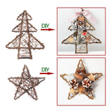 elvesmall Natural Rattan Vine Stars Treetop Decoration Rattan Christmas Tree Ornament Xmas Floral Wreath Hoop Holder Base Christmas Decor