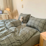 elvesmall Nordic Duvet Cover and Bedsheet 220x240 Quilt Cover Fashion 150x200 Duvet Cover Fashion Luxury Bedding Set Soft Plaid Bed Linen