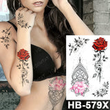 Waterproof Temporary Tattoo Sticker Old School Prajna Demon Knife Fake Tattoos Snake Rose Body Art Arm Fake Tatoo Women Men