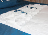 elvesmall Luxury Bedding Sets Queen King Size Solid White and Blue Ruffle Princess Duvet Cover Bedsheet Set Lace Girls Home Europe Bedding