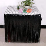 elvesmall 275x75 cm Hawaii Party Decoration Table Skirt Foil Fringe Metallic Tinsel Table Skirt For Wedding Birthday Party Decoration