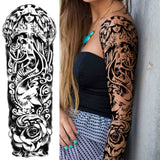 3D Large Flower Rose Temporary Tattoo For Women Men Black Fake Compass Warrior Tattoos Sticker Triangle Full Arm Sleeve Tatoos