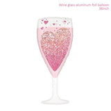 elvesmall Love Champagne Glasses Aluminum Foil Balloons Wedding Birthday Peach Pink Ballons Valentine's Days DIY Baloon Bride To Be Balon