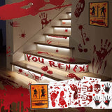 elvesmall Halloween Decoration Horrible Bloody Handprint stickers Halloween Window Wall Clings Floor Decals Stickers Halloween party props