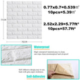 elvesmall  10pcs 3D Wall Sticker Imitation Brick Bedroom Decoration Waterproof Self Adhesive Wallpaper for Living Room Kitchen TV Backdrop