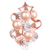 elvesmall 14Pcs Multi Confetti Balloon Happy Birthday Party Balloons Rose Gold Helium Ballons Boy Girl Baby Shower Party Supplies