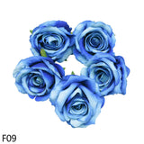 elvesmall 5/10pcs Artificial Rose Head Silk Leaves Flower For Home Wedding Party Gift Box Decoration Fake Flower DIY Christmas Wreath 10cm