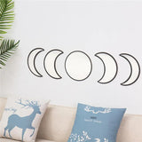 elvesmall 5 PCS Wooden Acrylic Moon Wall Decorative Mirror Moon Cycle Variation Decorative Wall Mirror Creative Bohemian Mirror