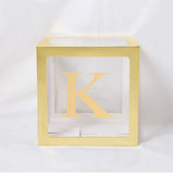 elvesmall Gold Customize Letter Name Transparent Balloon Box Baby Shower Box 1st Birthday Party Decorations Kids Wedding Baby Shower Decor